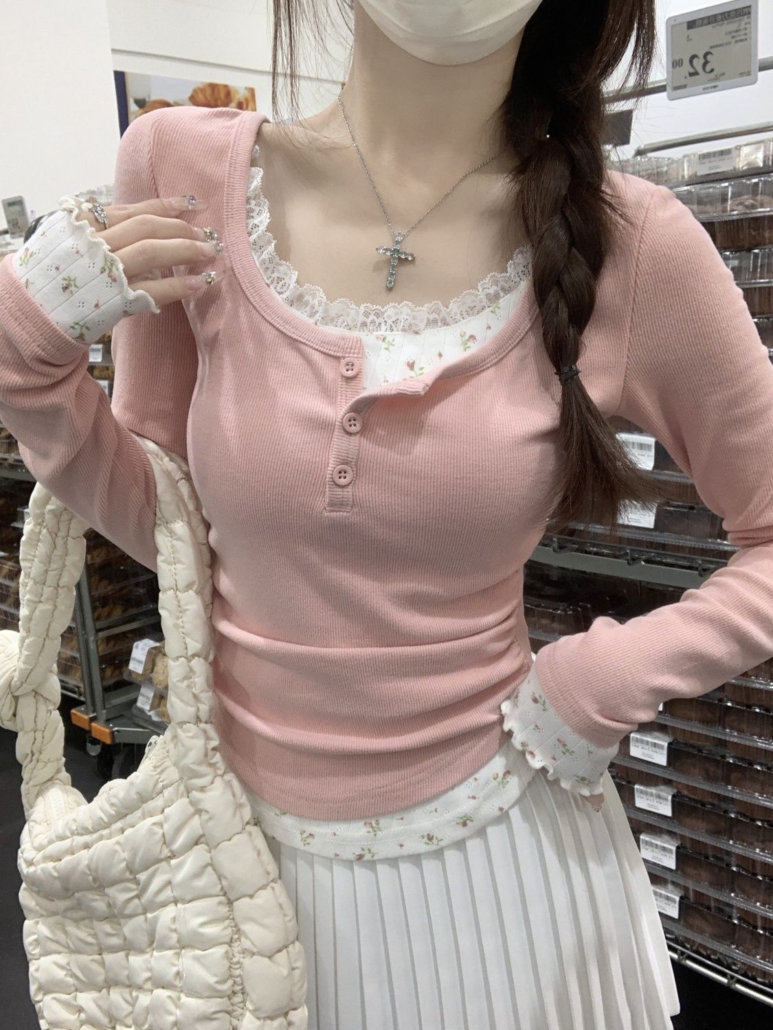 2026 Pembe Çiçekli İki Parçalı - Undershirt Crew Neck incelemesi ve fiyatı